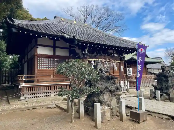 平塚神社の{uncategorized: "未分類", other: "その他", undefined: "問題あり", building: "その他建物", grave: "お墓", sacred_gate: "鳥居", guardian: "狛犬", statue: "像", buddha: "仏像", history: "歴史", nature: "自然", garden: "庭園", animal: "動物", pagoda: "塔", temizu: "手水舎", mountain_gate: "山門・神門", sanctuary: "本殿・本堂", subordinate: "末社・摂社", art: "芸術", scenery: "景色", jizo: "地蔵", ema: "絵馬", goshuin: "御朱印", omikuji: "おみくじ", items: "授与品その他", amulet: "お守り", goshuincho: "御朱印帳", eats: "食事", festival: "お祭り", votive_dance: "神楽", shichigosan: "七五三参", wedding: "結婚式", experience: "体験その他", initially: "初詣", around: "周辺", anti_infection: "感染症対策"}