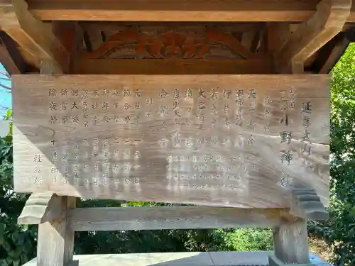 小野神社の{uncategorized: "未分類", other: "その他", undefined: "問題あり", building: "その他建物", grave: "お墓", sacred_gate: "鳥居", guardian: "狛犬", statue: "像", buddha: "仏像", history: "歴史", nature: "自然", garden: "庭園", animal: "動物", pagoda: "塔", temizu: "手水舎", mountain_gate: "山門・神門", sanctuary: "本殿・本堂", subordinate: "末社・摂社", art: "芸術", scenery: "景色", jizo: "地蔵", ema: "絵馬", goshuin: "御朱印", omikuji: "おみくじ", items: "授与品その他", amulet: "お守り", goshuincho: "御朱印帳", eats: "食事", festival: "お祭り", votive_dance: "神楽", shichigosan: "七五三参", wedding: "結婚式", experience: "体験その他", initially: "初詣", around: "周辺", anti_infection: "感染症対策"}