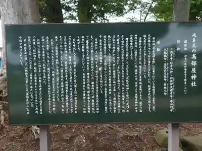 髙部屋神社の歴史