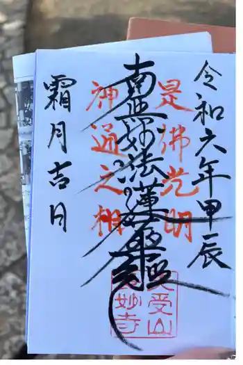 長妙寺の御朱印 2024年11月