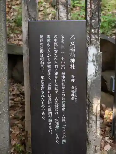 乙女稲荷神社の{uncategorized: "未分類", other: "その他", undefined: "問題あり", building: "その他建物", grave: "お墓", sacred_gate: "鳥居", guardian: "狛犬", statue: "像", buddha: "仏像", history: "歴史", nature: "自然", garden: "庭園", animal: "動物", pagoda: "塔", temizu: "手水舎", mountain_gate: "山門・神門", sanctuary: "本殿・本堂", subordinate: "末社・摂社", art: "芸術", scenery: "景色", jizo: "地蔵", ema: "絵馬", goshuin: "御朱印", omikuji: "おみくじ", items: "授与品その他", amulet: "お守り", goshuincho: "御朱印帳", eats: "食事", festival: "お祭り", votive_dance: "神楽", shichigosan: "七五三参", wedding: "結婚式", experience: "体験その他", initially: "初詣", around: "周辺", anti_infection: "感染症対策"}