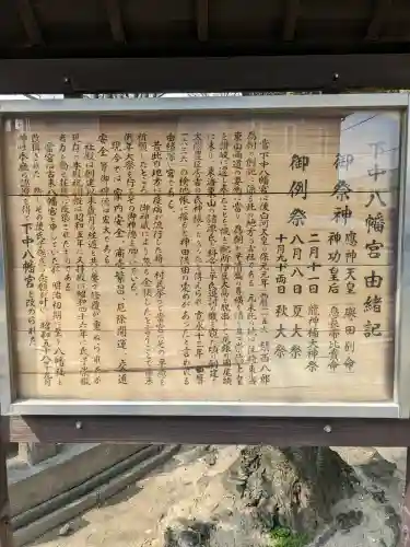 下中八幡宮の{uncategorized: "未分類", other: "その他", undefined: "問題あり", building: "その他建物", grave: "お墓", sacred_gate: "鳥居", guardian: "狛犬", statue: "像", buddha: "仏像", history: "歴史", nature: "自然", garden: "庭園", animal: "動物", pagoda: "塔", temizu: "手水舎", mountain_gate: "山門・神門", sanctuary: "本殿・本堂", subordinate: "末社・摂社", art: "芸術", scenery: "景色", jizo: "地蔵", ema: "絵馬", goshuin: "御朱印", omikuji: "おみくじ", items: "授与品その他", amulet: "お守り", goshuincho: "御朱印帳", eats: "食事", festival: "お祭り", votive_dance: "神楽", shichigosan: "七五三参", wedding: "結婚式", experience: "体験その他", initially: "初詣", around: "周辺", anti_infection: "感染症対策"}