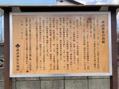諏訪神社の{uncategorized: "未分類", other: "その他", undefined: "問題あり", building: "その他建物", grave: "お墓", sacred_gate: "鳥居", guardian: "狛犬", statue: "像", buddha: "仏像", history: "歴史", nature: "自然", garden: "庭園", animal: "動物", pagoda: "塔", temizu: "手水舎", mountain_gate: "山門・神門", sanctuary: "本殿・本堂", subordinate: "末社・摂社", art: "芸術", scenery: "景色", jizo: "地蔵", ema: "絵馬", goshuin: "御朱印", omikuji: "おみくじ", items: "授与品その他", amulet: "お守り", goshuincho: "御朱印帳", eats: "食事", festival: "お祭り", votive_dance: "神楽", shichigosan: "七五三参", wedding: "結婚式", experience: "体験その他", initially: "初詣", around: "周辺", anti_infection: "感染症対策"}