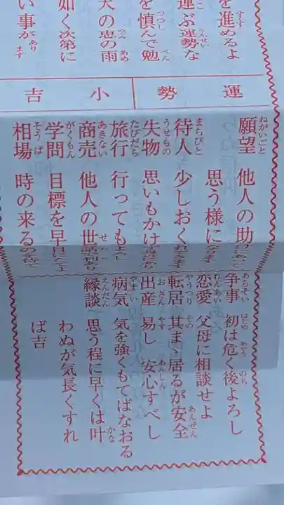 上川神社のおみくじ