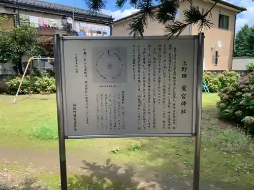 上野田鷲宮神社の歴史