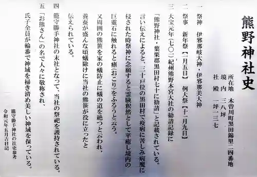 熊野社（木曽川町黒田）の歴史