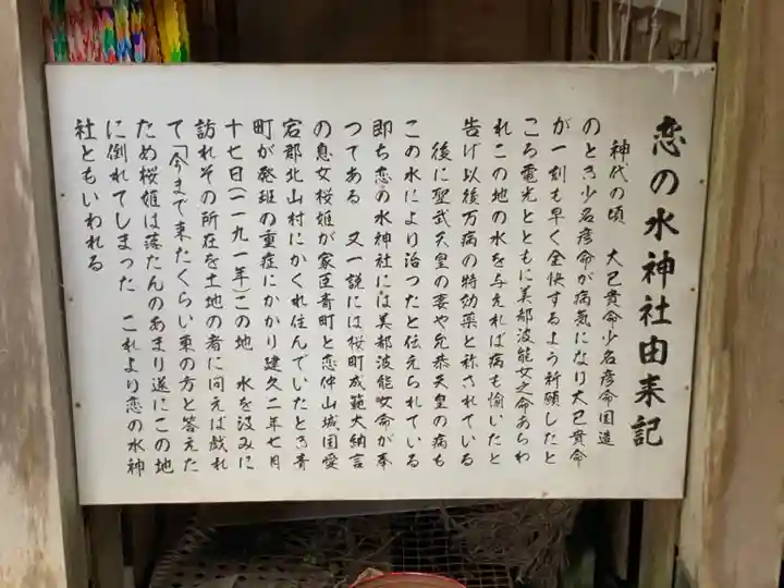 恋の水神社の歴史