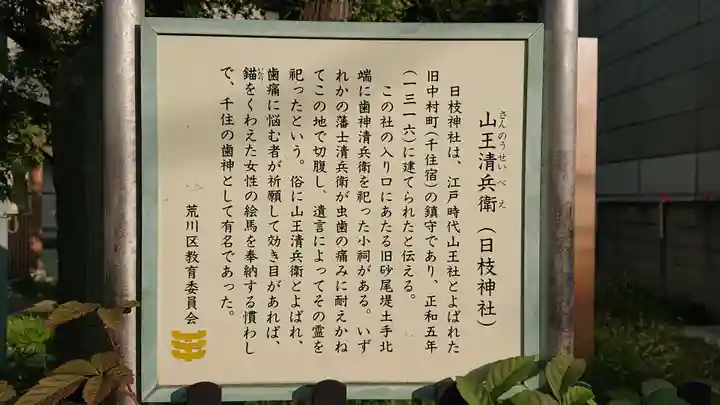 南千住日枝神社の歴史