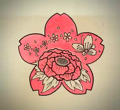４月　桜に花吹雪・蝶々・牡丹