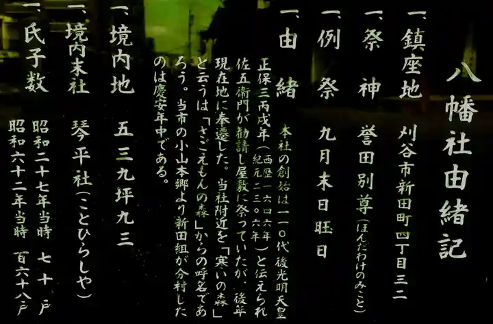 八幡社(新田八幡社)の歴史