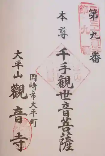 観音寺の御朱印 2022年01月