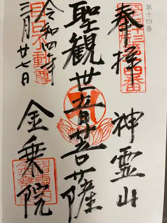 金乗院(目白不動尊)の御朱印