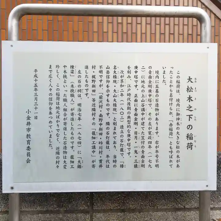 大松木下之稲荷大神の歴史