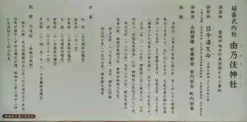 由乃伎神社の歴史