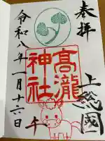 高瀧神社の{uncategorized: "未分類", other: "その他", undefined: "問題あり", building: "その他建物", grave: "お墓", sacred_gate: "鳥居", guardian: "狛犬", statue: "像", buddha: "仏像", history: "歴史", nature: "自然", garden: "庭園", animal: "動物", pagoda: "塔", temizu: "手水舎", mountain_gate: "山門・神門", sanctuary: "本殿・本堂", subordinate: "末社・摂社", art: "芸術", scenery: "景色", jizo: "地蔵", ema: "絵馬", goshuin: "御朱印", omikuji: "おみくじ", items: "授与品その他", amulet: "お守り", goshuincho: "御朱印帳", eats: "食事", festival: "お祭り", votive_dance: "神楽", shichigosan: "七五三参", wedding: "結婚式", experience: "体験その他", initially: "初詣", around: "周辺", anti_infection: "感染症対策"}