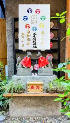 五十の日御朱印
5月10日のみ直書き金文字。他の日は書置きになります。
去年からはじまった通常御朱印の判が全部捺してあります🦊