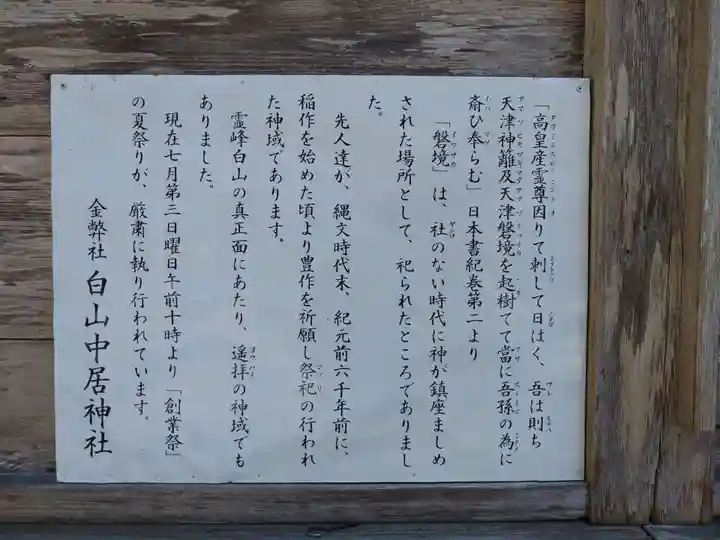 白山中居神社(岐阜県)