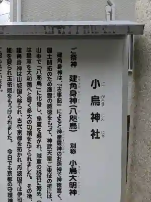 小烏神社の{uncategorized: "未分類", other: "その他", undefined: "問題あり", building: "その他建物", grave: "お墓", sacred_gate: "鳥居", guardian: "狛犬", statue: "像", buddha: "仏像", history: "歴史", nature: "自然", garden: "庭園", animal: "動物", pagoda: "塔", temizu: "手水舎", mountain_gate: "山門・神門", sanctuary: "本殿・本堂", subordinate: "末社・摂社", art: "芸術", scenery: "景色", jizo: "地蔵", ema: "絵馬", goshuin: "御朱印", omikuji: "おみくじ", items: "授与品その他", amulet: "お守り", goshuincho: "御朱印帳", eats: "食事", festival: "お祭り", votive_dance: "神楽", shichigosan: "七五三参", wedding: "結婚式", experience: "体験その他", initially: "初詣", around: "周辺", anti_infection: "感染症対策"}