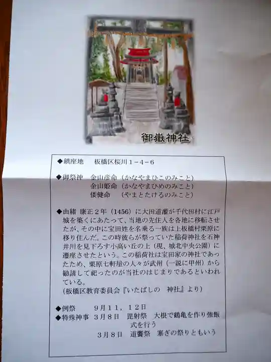 桜川御嶽神社(上板橋御嶽神社)の歴史