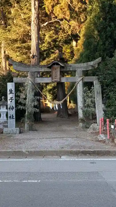 生子神社の{uncategorized: "未分類", other: "その他", undefined: "問題あり", building: "その他建物", grave: "お墓", sacred_gate: "鳥居", guardian: "狛犬", statue: "像", buddha: "仏像", history: "歴史", nature: "自然", garden: "庭園", animal: "動物", pagoda: "塔", temizu: "手水舎", mountain_gate: "山門・神門", sanctuary: "本殿・本堂", subordinate: "末社・摂社", art: "芸術", scenery: "景色", jizo: "地蔵", ema: "絵馬", goshuin: "御朱印", omikuji: "おみくじ", items: "授与品その他", amulet: "お守り", goshuincho: "御朱印帳", eats: "食事", festival: "お祭り", votive_dance: "神楽", shichigosan: "七五三参", wedding: "結婚式", experience: "体験その他", initially: "初詣", around: "周辺", anti_infection: "感染症対策"}