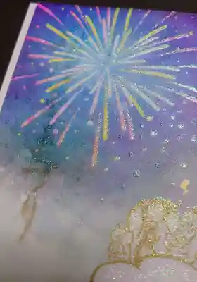 アップで見てみると、花火、夜空を飛ぶ龍、雲に乗った御祭神はラメ入りとなっております。
キラキラしていますよ😆🌟