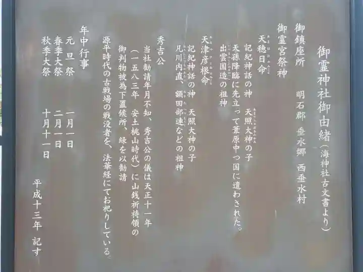 垂水御霊神社の歴史