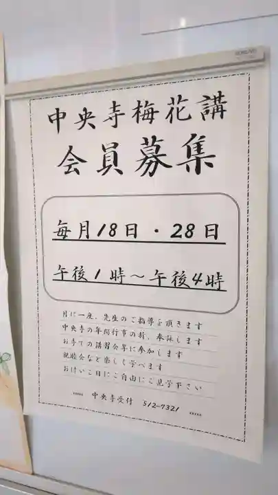 中央寺の体験その他