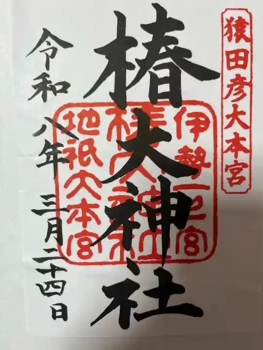 椿大神社の{uncategorized: "未分類", other: "その他", undefined: "問題あり", building: "その他建物", grave: "お墓", sacred_gate: "鳥居", guardian: "狛犬", statue: "像", buddha: "仏像", history: "歴史", nature: "自然", garden: "庭園", animal: "動物", pagoda: "塔", temizu: "手水舎", mountain_gate: "山門・神門", sanctuary: "本殿・本堂", subordinate: "末社・摂社", art: "芸術", scenery: "景色", jizo: "地蔵", ema: "絵馬", goshuin: "御朱印", omikuji: "おみくじ", items: "授与品その他", amulet: "お守り", goshuincho: "御朱印帳", eats: "食事", festival: "お祭り", votive_dance: "神楽", shichigosan: "七五三参", wedding: "結婚式", experience: "体験その他", initially: "初詣", around: "周辺", anti_infection: "感染症対策"}