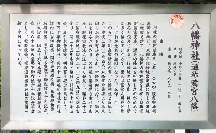 鷺宮八幡神社の歴史