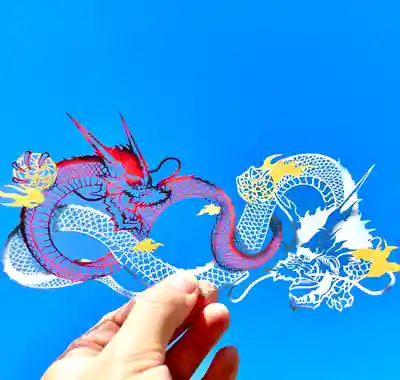 【新年限定】切り絵御朱印〜紅白龍〜