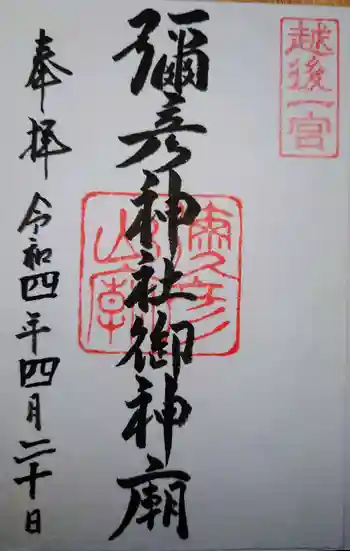 彌彦神社奥宮(御神廟)の御朱印 2022年04月