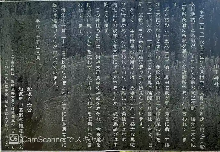 船坂山王神社の歴史