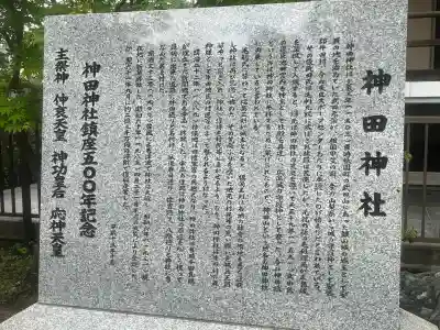 神田神社の{uncategorized: "未分類", other: "その他", undefined: "問題あり", building: "その他建物", grave: "お墓", sacred_gate: "鳥居", guardian: "狛犬", statue: "像", buddha: "仏像", history: "歴史", nature: "自然", garden: "庭園", animal: "動物", pagoda: "塔", temizu: "手水舎", mountain_gate: "山門・神門", sanctuary: "本殿・本堂", subordinate: "末社・摂社", art: "芸術", scenery: "景色", jizo: "地蔵", ema: "絵馬", goshuin: "御朱印", omikuji: "おみくじ", items: "授与品その他", amulet: "お守り", goshuincho: "御朱印帳", eats: "食事", festival: "お祭り", votive_dance: "神楽", shichigosan: "七五三参", wedding: "結婚式", experience: "体験その他", initially: "初詣", around: "周辺", anti_infection: "感染症対策"}