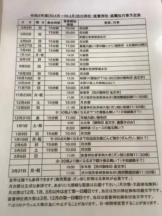 澁川神社(渋川神社)のお祭り