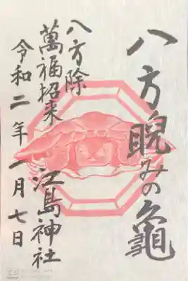 江島神社にて
八方睨みの亀