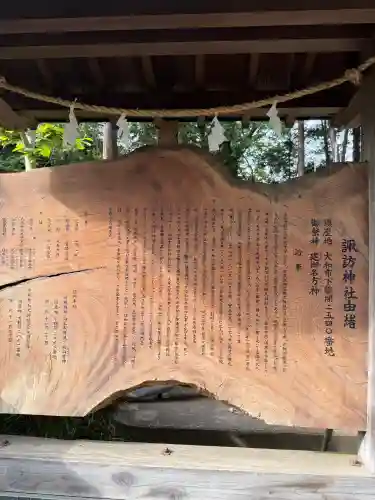諏訪神社の{uncategorized: "未分類", other: "その他", undefined: "問題あり", building: "その他建物", grave: "お墓", sacred_gate: "鳥居", guardian: "狛犬", statue: "像", buddha: "仏像", history: "歴史", nature: "自然", garden: "庭園", animal: "動物", pagoda: "塔", temizu: "手水舎", mountain_gate: "山門・神門", sanctuary: "本殿・本堂", subordinate: "末社・摂社", art: "芸術", scenery: "景色", jizo: "地蔵", ema: "絵馬", goshuin: "御朱印", omikuji: "おみくじ", items: "授与品その他", amulet: "お守り", goshuincho: "御朱印帳", eats: "食事", festival: "お祭り", votive_dance: "神楽", shichigosan: "七五三参", wedding: "結婚式", experience: "体験その他", initially: "初詣", around: "周辺", anti_infection: "感染症対策"}