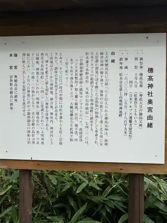 穂高神社奥宮の歴史