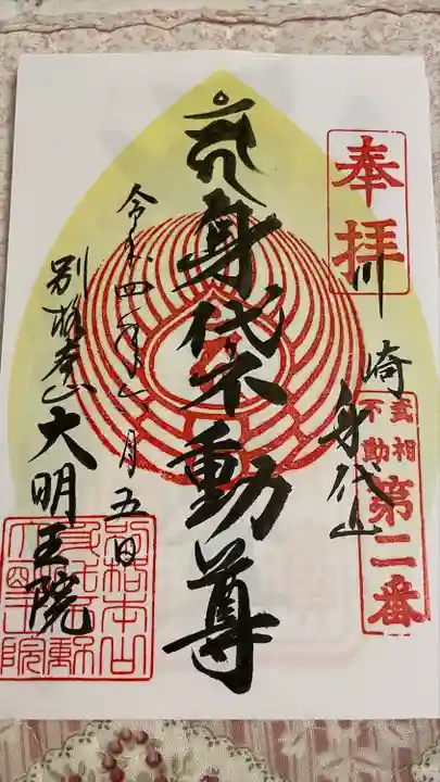 御朱印・御朱印帳：身代り不動尊 大明王院 川崎別格本山（神奈川