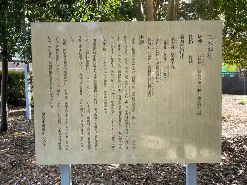 ニ木神社の{uncategorized: "未分類", other: "その他", undefined: "問題あり", building: "その他建物", grave: "お墓", sacred_gate: "鳥居", guardian: "狛犬", statue: "像", buddha: "仏像", history: "歴史", nature: "自然", garden: "庭園", animal: "動物", pagoda: "塔", temizu: "手水舎", mountain_gate: "山門・神門", sanctuary: "本殿・本堂", subordinate: "末社・摂社", art: "芸術", scenery: "景色", jizo: "地蔵", ema: "絵馬", goshuin: "御朱印", omikuji: "おみくじ", items: "授与品その他", amulet: "お守り", goshuincho: "御朱印帳", eats: "食事", festival: "お祭り", votive_dance: "神楽", shichigosan: "七五三参", wedding: "結婚式", experience: "体験その他", initially: "初詣", around: "周辺", anti_infection: "感染症対策"}