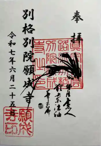 願成寺の御朱印 2025年06月