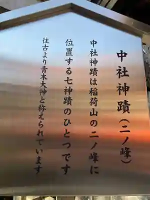 伏見稲荷大社二ノ峰（中之社神蹟・青木大神）(京都府)