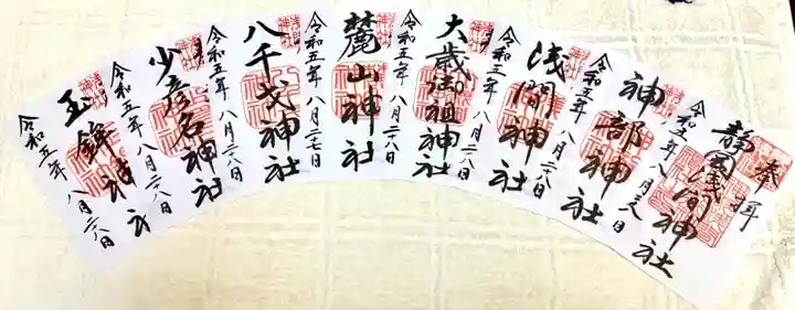 静岡浅間神社の8枚の御朱印です。
