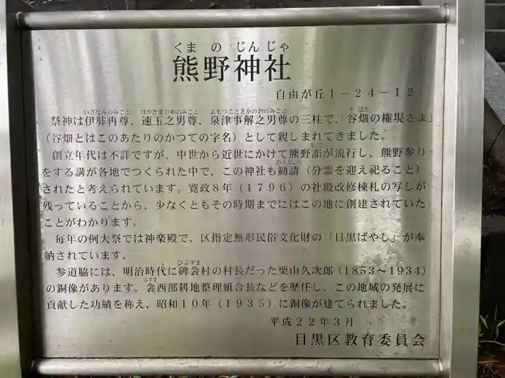 自由が丘熊野神社の歴史