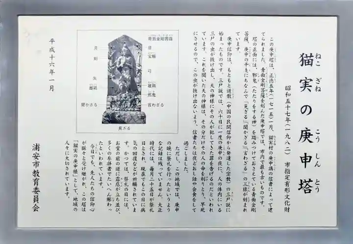 猫実庚申塔の歴史