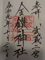 武蔵二宮 金鑚神社の御朱印