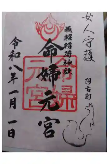 義照稲荷神社・稲荷命婦元宮(建勲神社末社)の御朱印 2026年01月