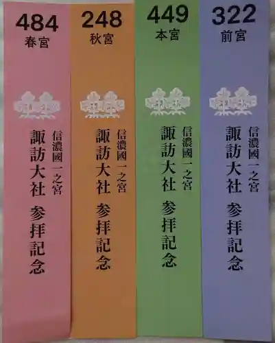 諏訪大社上社前宮の授与品その他