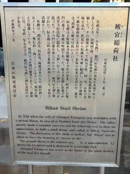 被官稲荷神社の歴史