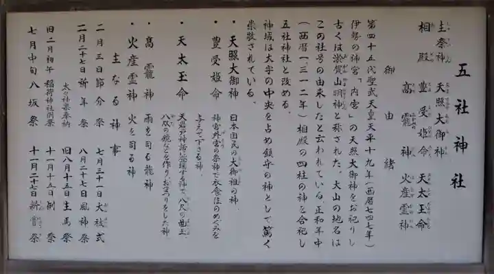 五社神社の歴史