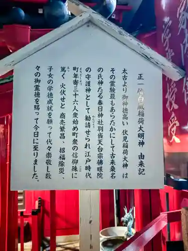 正一位白蔵稲荷大明神の歴史